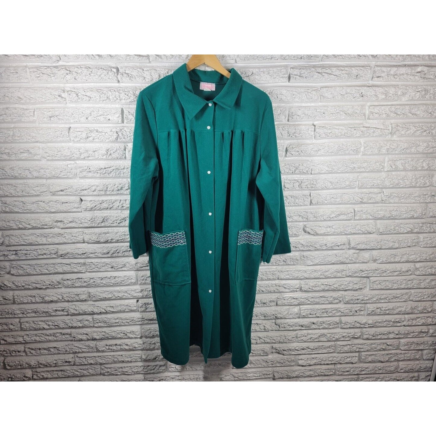 Heather Collection Womens Robe 3X Long Sleeve Green Snap Up Pockets Loungewear