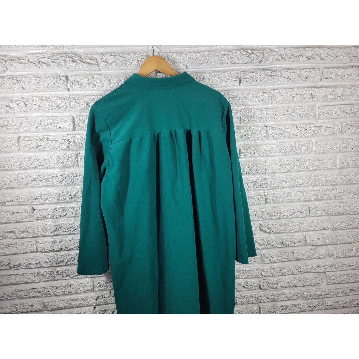 Heather Collection Womens Robe 3X Long Sleeve Green Snap Up Pockets Loungewear