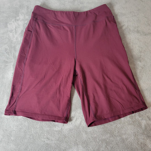 Baleaf Womens Shorts 2XL Plus Leggings Burgundy Activewear Comfy Pockets Workout