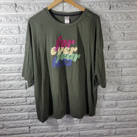 Secret Treasures Women Top 2X Plus Tee Forever Fearless Green Cotton Blend Comfy
