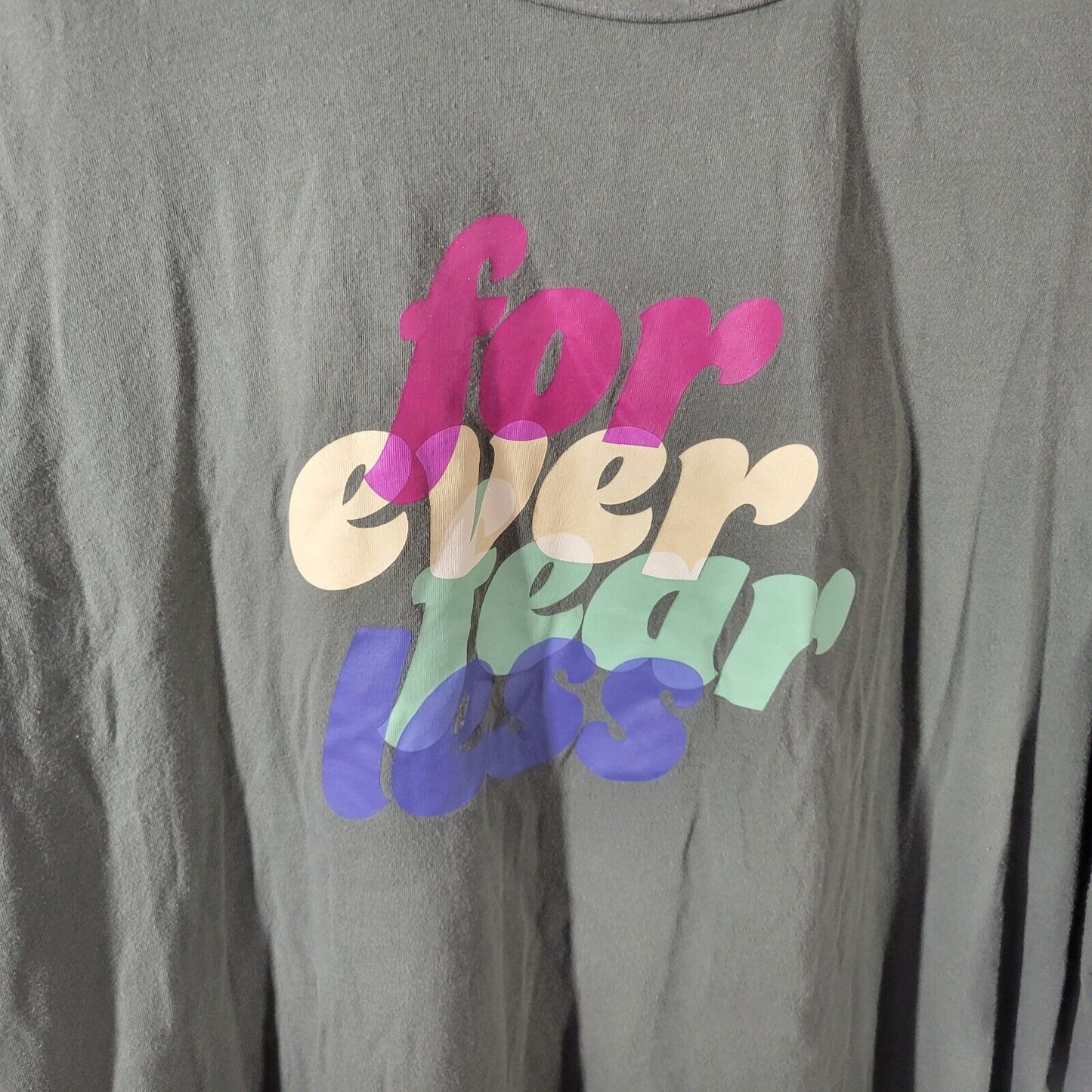 Secret Treasures Women Top 2X Plus Tee Forever Fearless Green Cotton Blend Comfy