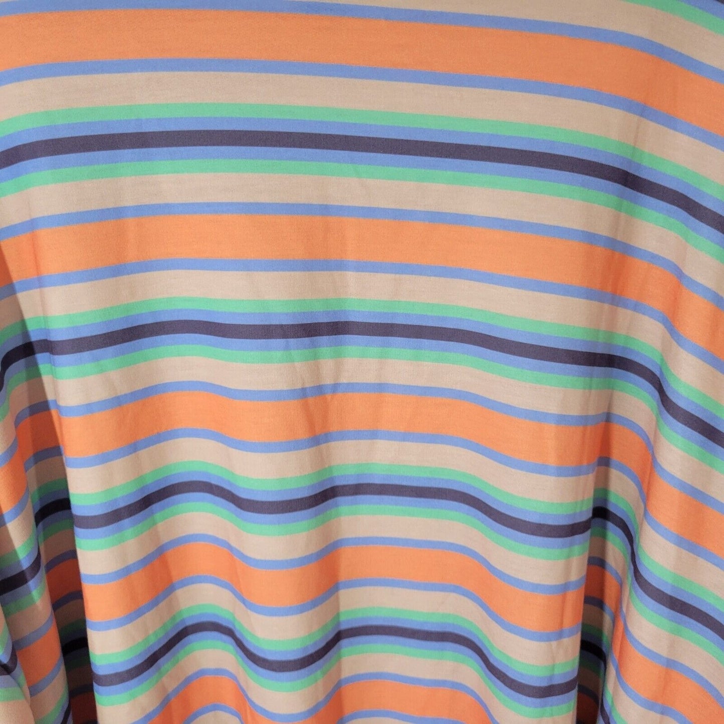 Shein Curve Womens Top 4XL Plus Tee Long Sleeve Orange Blue Stripe Poly Blend