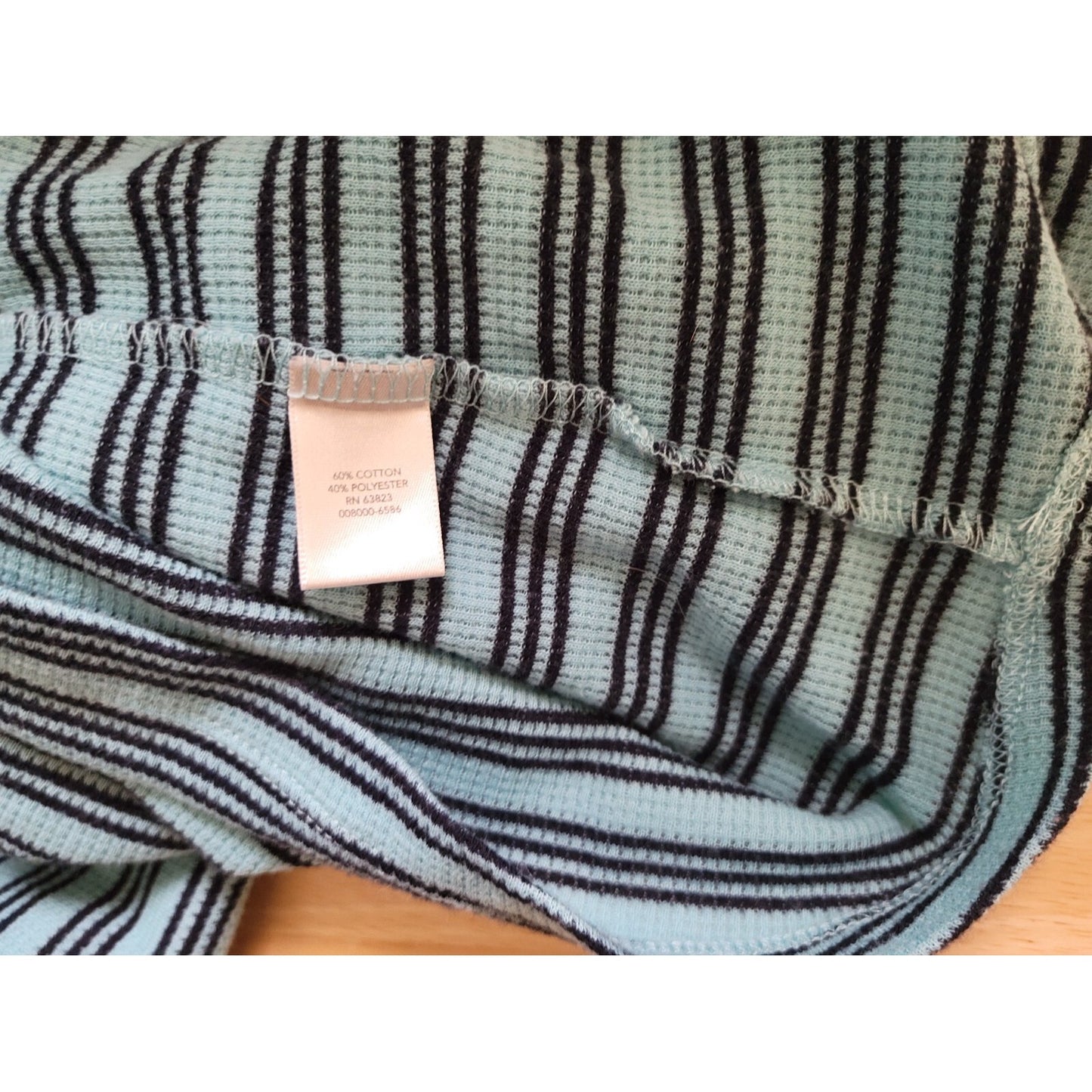 CJ Banks Women Top Extra Large Waffle Knit Blue Stripe VNeck Casual Comfy