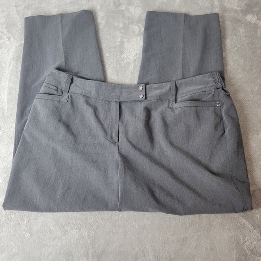 Dress Barn Womens Pants 20 Plus Straight Leg Gray Zip Fly Poly Blend Office