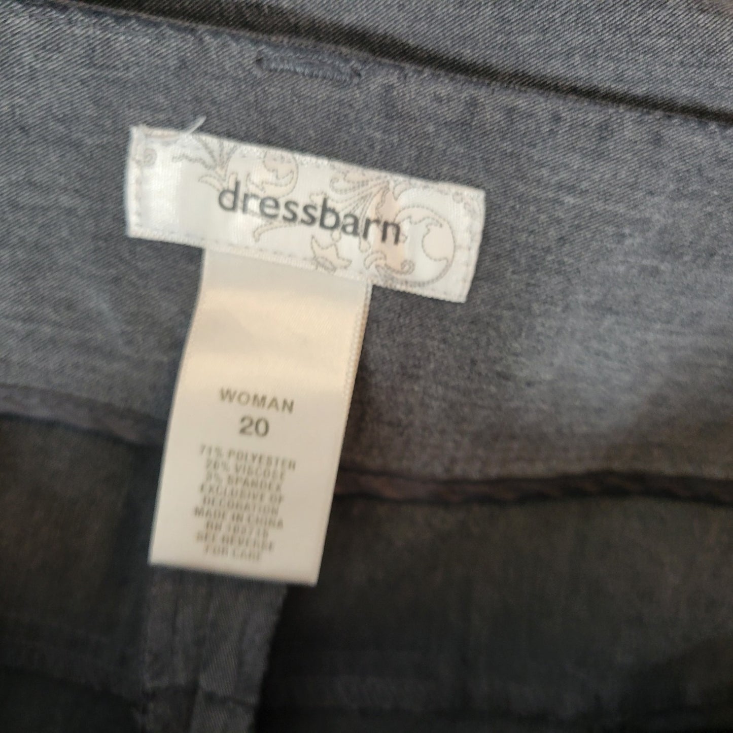 Dress Barn Womens Pants 20 Plus Straight Leg Gray Zip Fly Poly Blend Office