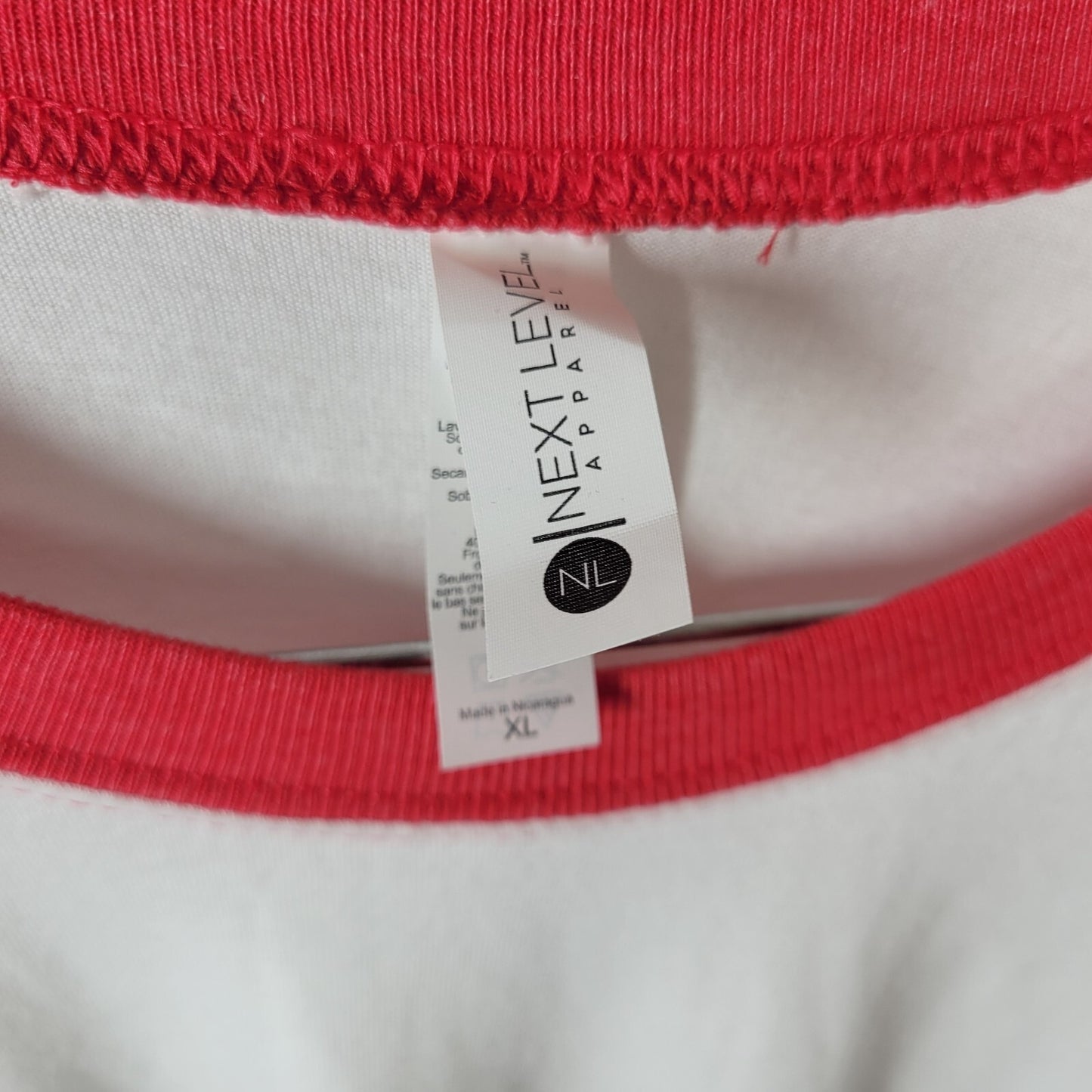 Next Level Unisex Shirt XL Raglan Sleeve Walk By Faith Christian Cross Red Casua