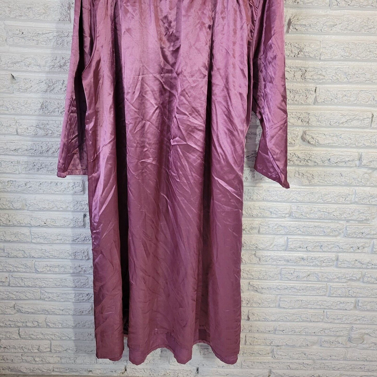 Only Necessities Womens Dress 3X Midi Muu Muu Kaftan Lavender Sateen Embroidered