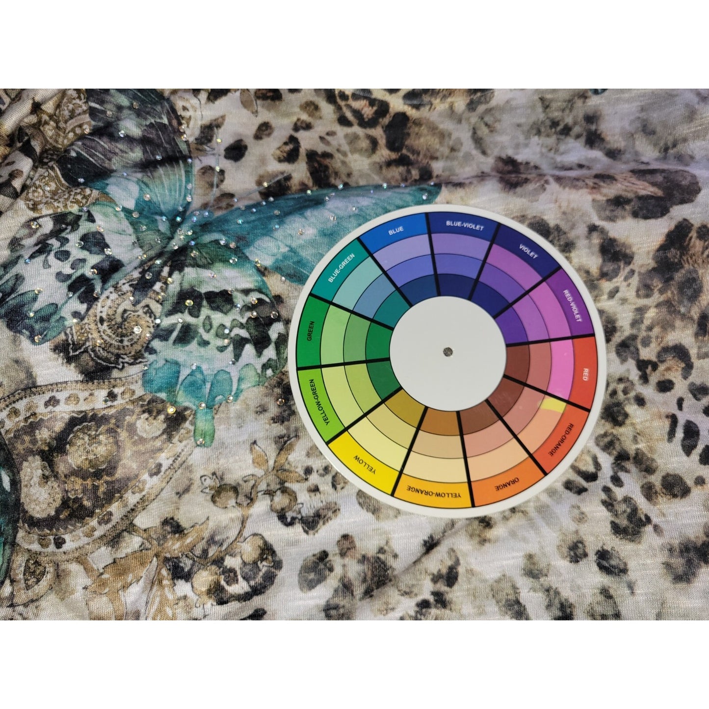 Time Tru Womens Top Extra Large 16 18 3/4 Sleeve Butterflies Tan Animal Print