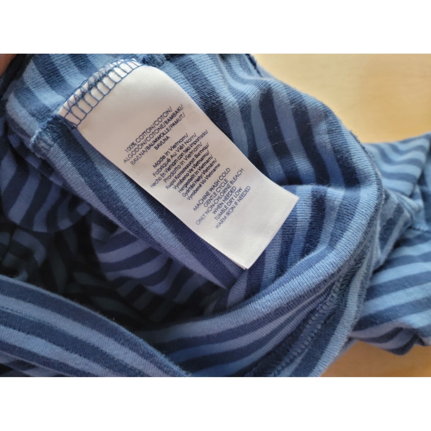 Chaps Womens Top Extra Large XL Tee 3/4 Sleeve Blue Stripe Casual Deco Buttons