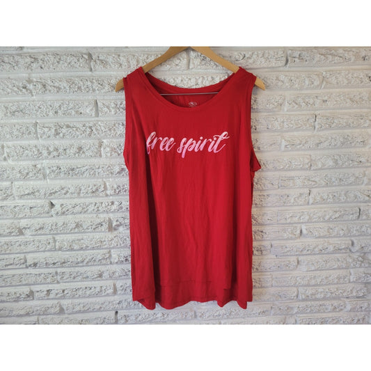 Athletic Works Womens Top XXXL 22 Plus Tee Sleeveless Free Spirit Poly Blend Red