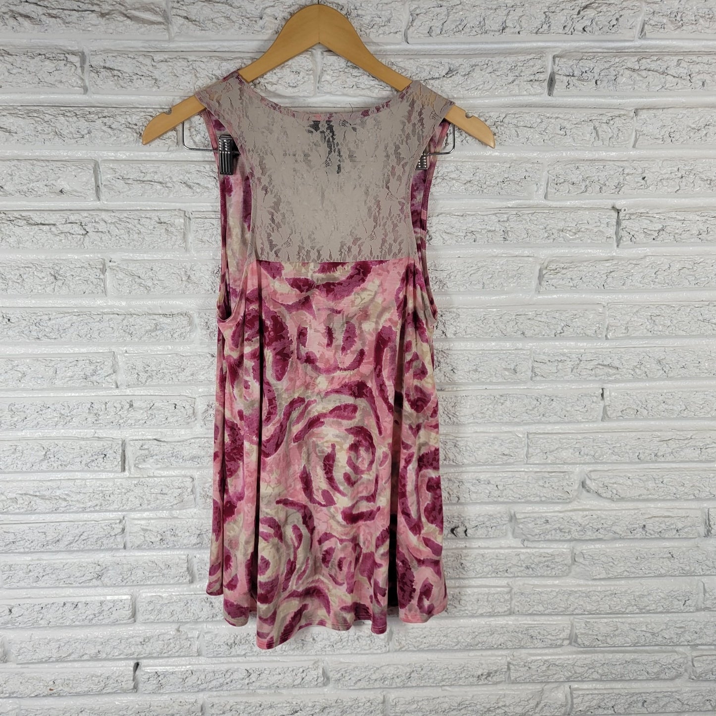 INC International Concepts Womens Top XL Tank Pink Purple Lace Racerback Studded