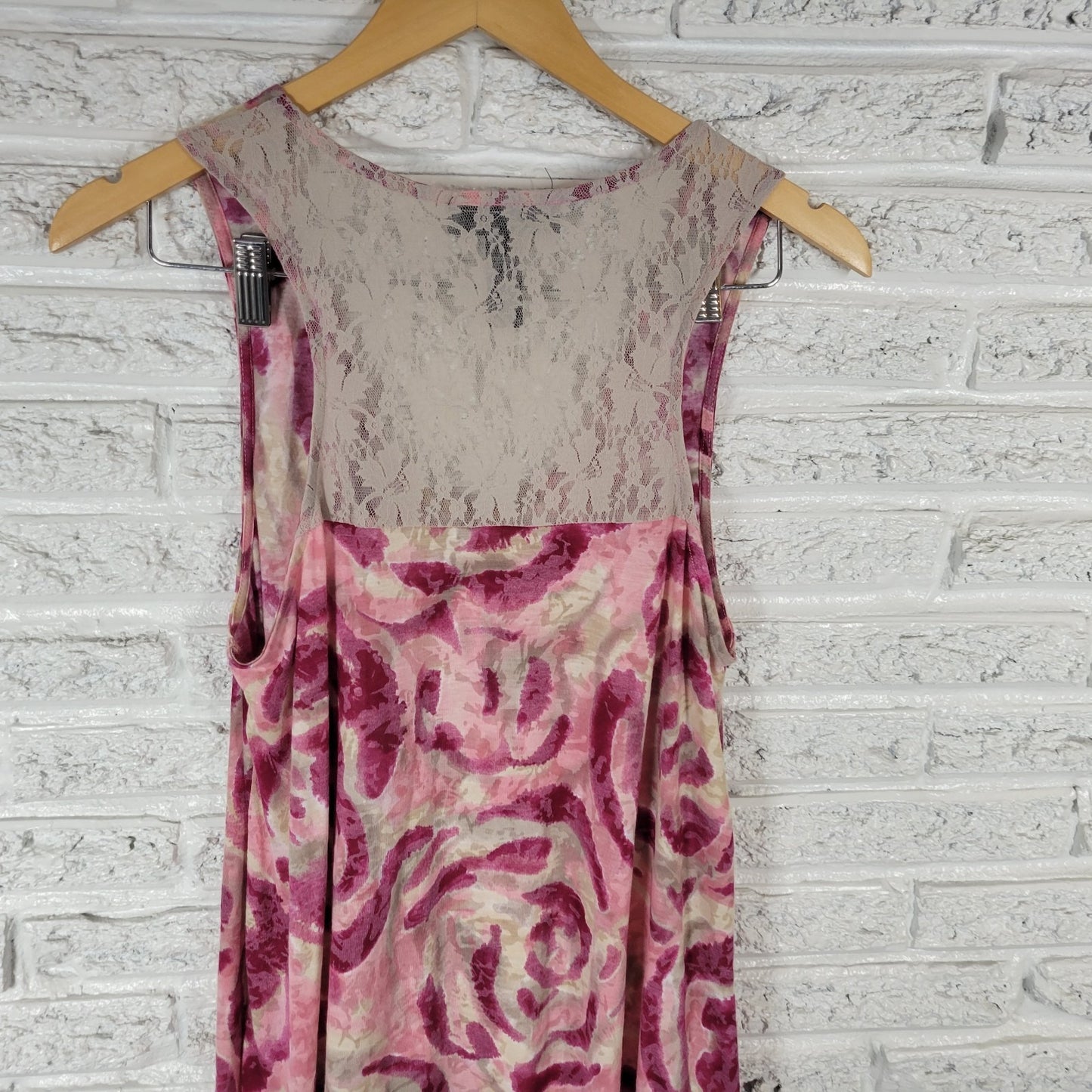 INC International Concepts Womens Top XL Tank Pink Purple Lace Racerback Studded