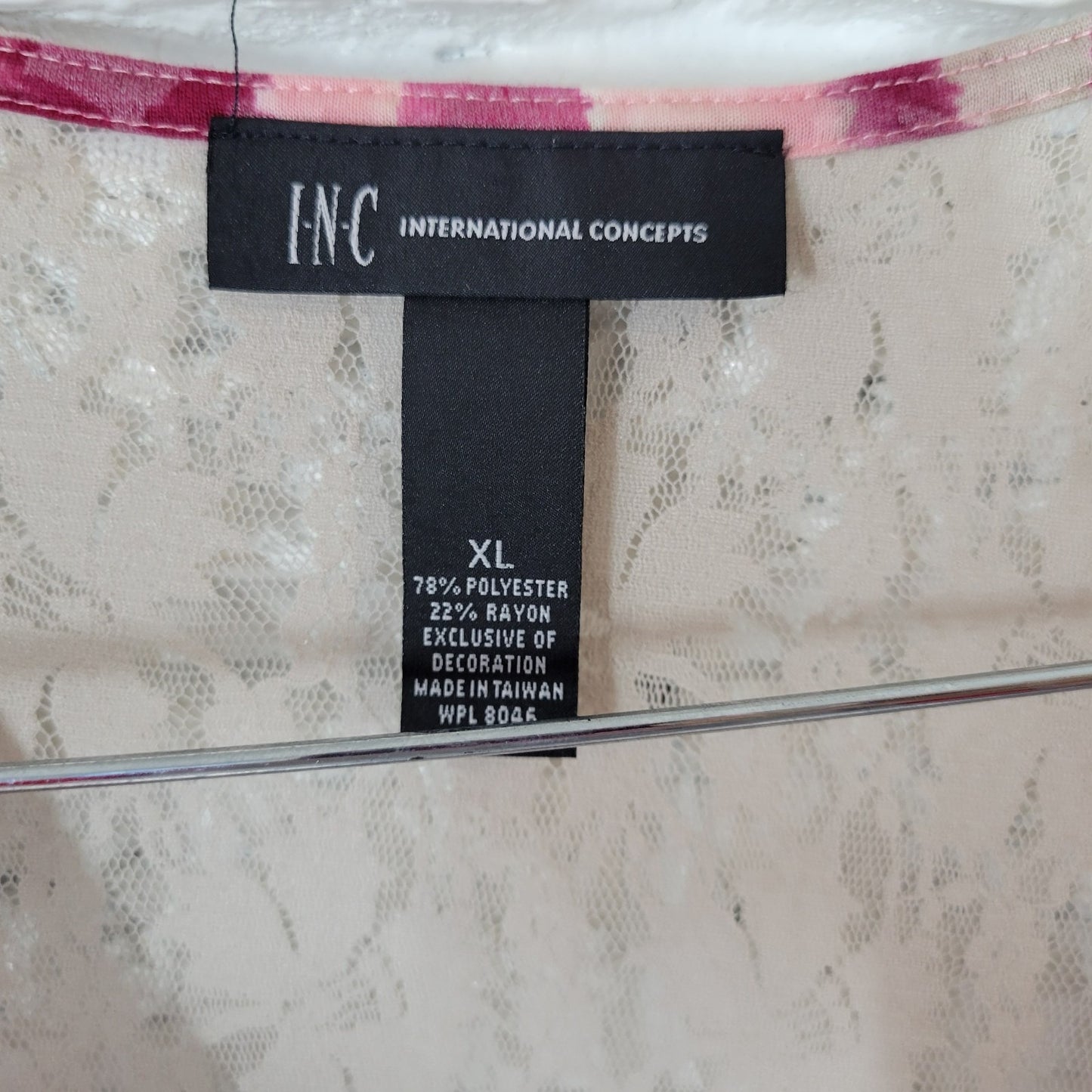 INC International Concepts Womens Top XL Tank Pink Purple Lace Racerback Studded