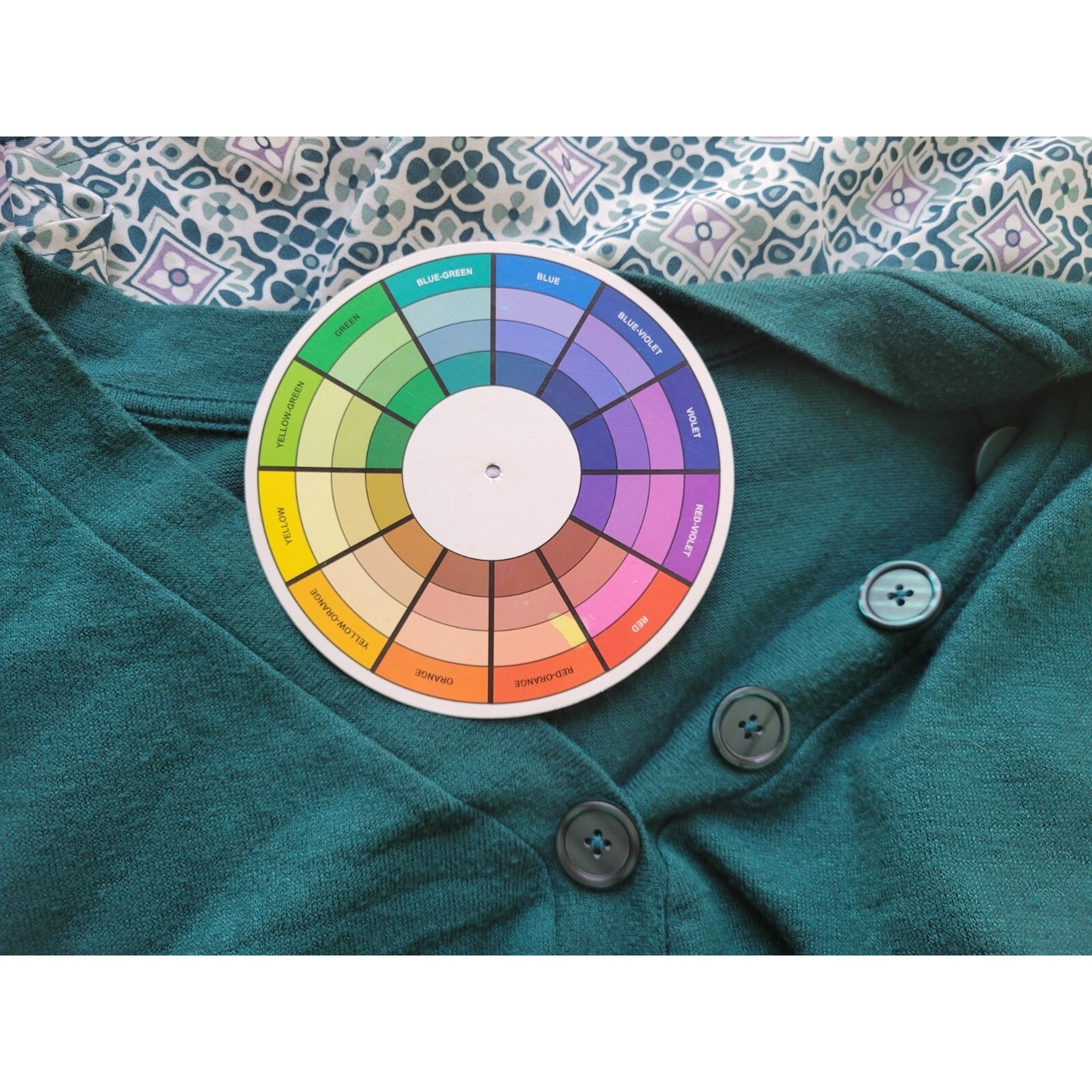 Catherines Womens Top 1X Plus Tunic 3/4 Sleeve Green Geometric Deco Polyester