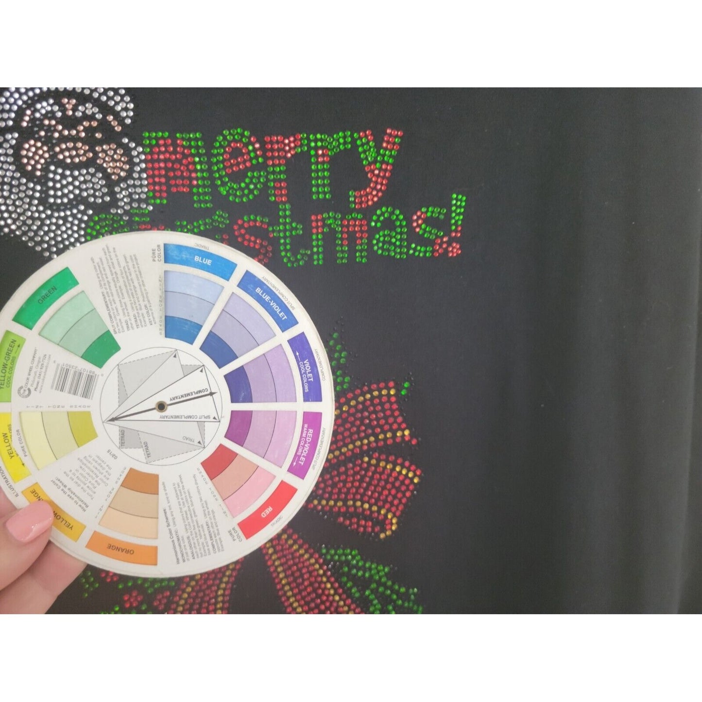 Christmas Zenana Outfitters Womens Top 2X Tee Cut Out Black Sleeve Rhinestone