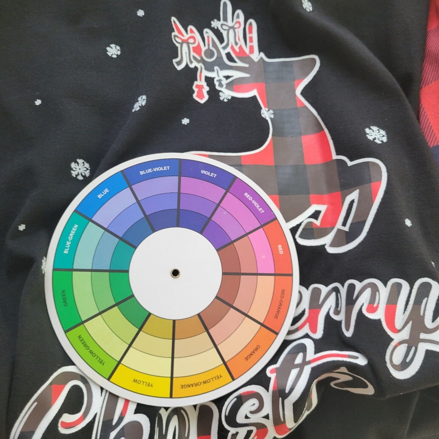 Christmas Womens Top XL Tee Long Raglan Sleeve Black Reindeer Lightweight Comfy