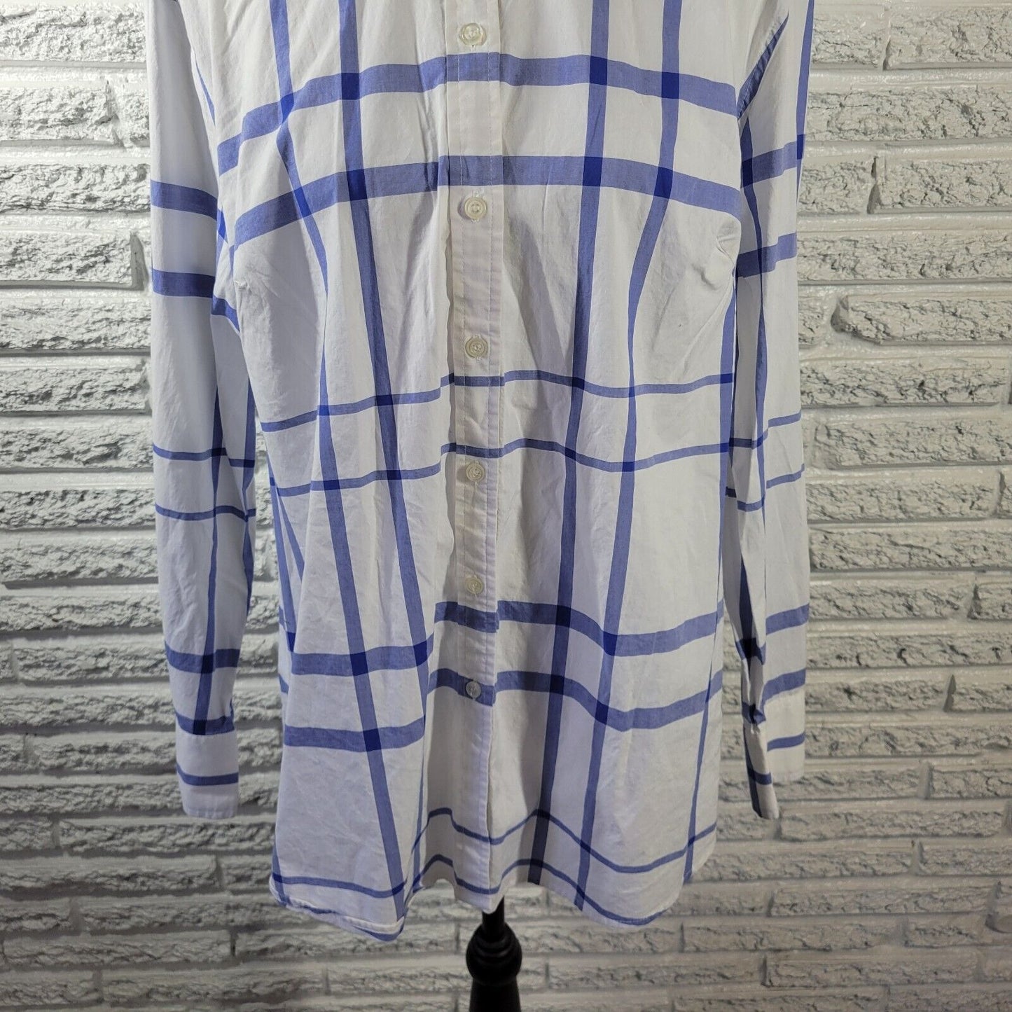 Lane Bryant Womens Top 18 Long Sleeve Blue Plaid Button Up Lightweight Casual