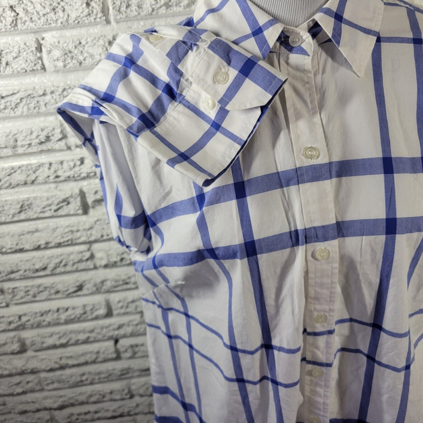 Lane Bryant Womens Top 18 Long Sleeve Blue Plaid Button Up Lightweight Casual