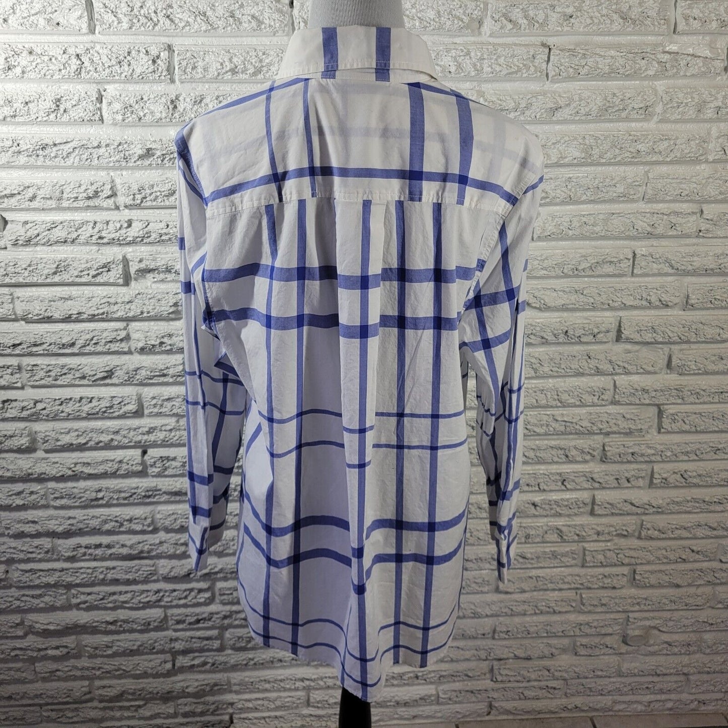 Lane Bryant Womens Top 18 Long Sleeve Blue Plaid Button Up Lightweight Casual