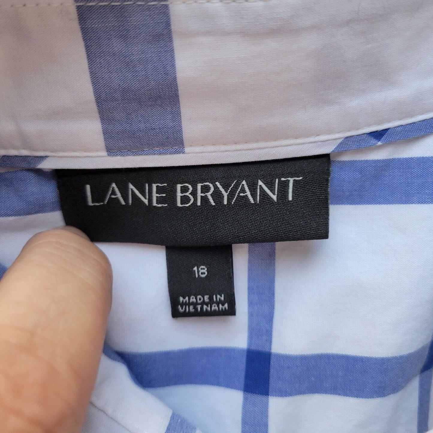 Lane Bryant Womens Top 18 Long Sleeve Blue Plaid Button Up Lightweight Casual