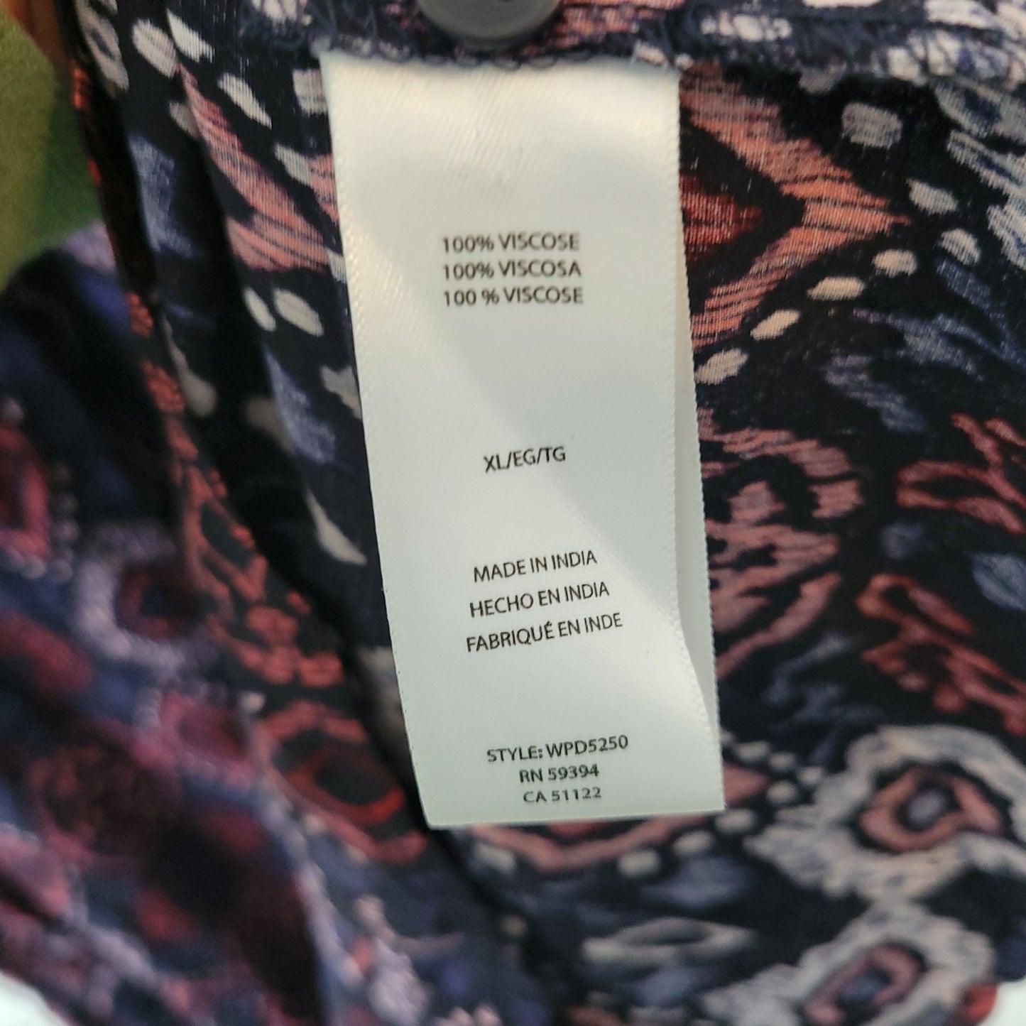 Beach Lunch Lounge Womens Dress XL Long Sleeve Blue Geometric Ruffle Viscose