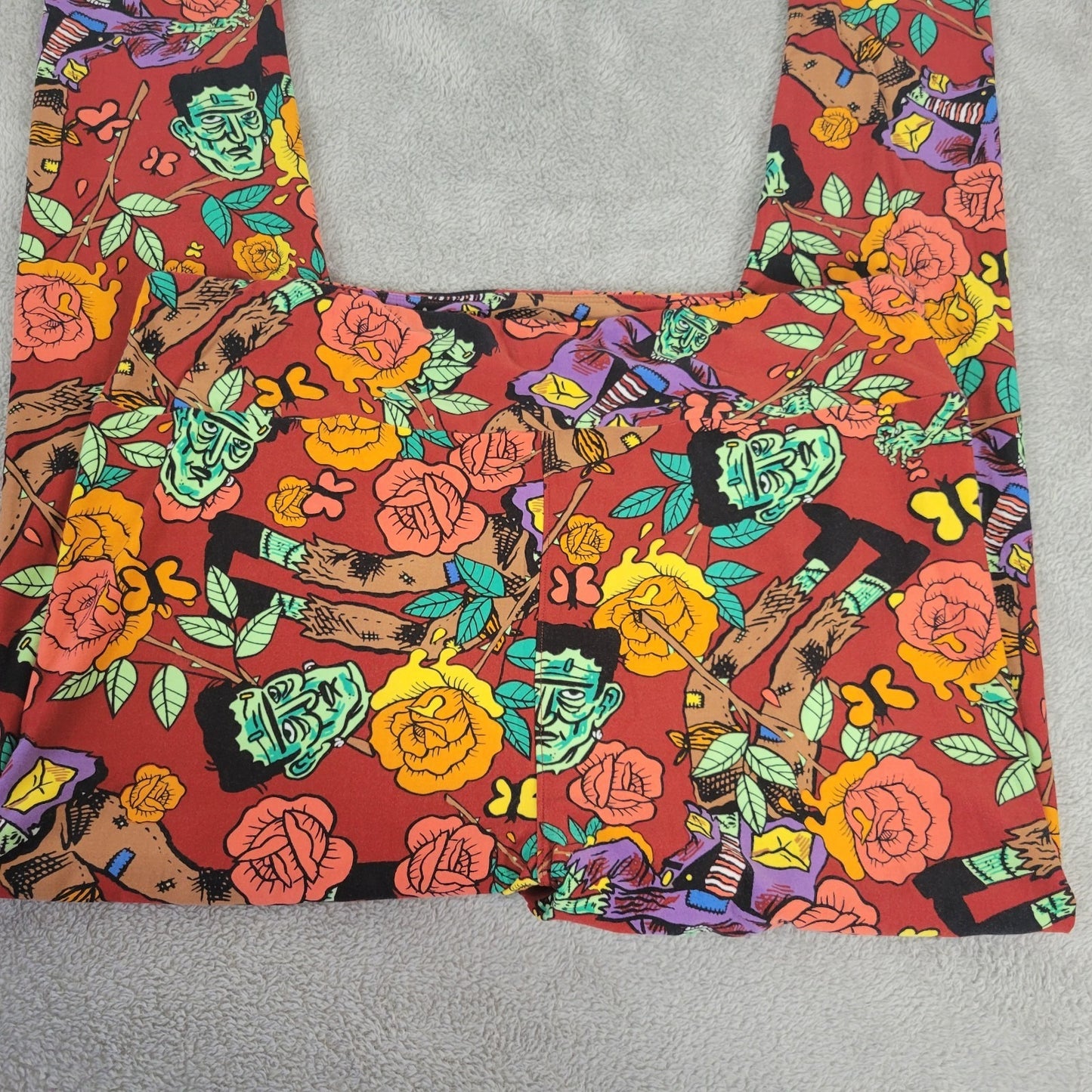 Halloween Lularoe Womens Leggings TC2 Tall Curvy 2 Frankenstein Red Green Active