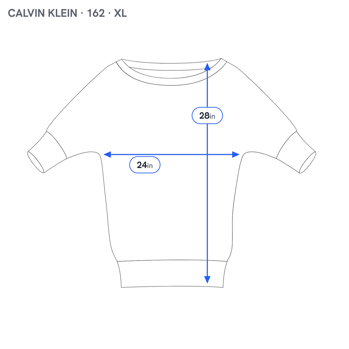 Calvin Klein Women XL Top Blue Solid 3/4 Dolman Sleeve Lined Round Neck Pullover BLU74E