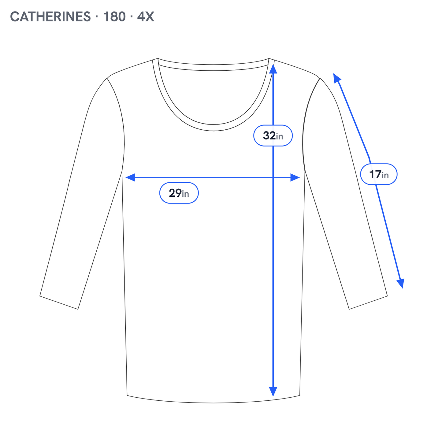 Catherines Womens 4X Indigo Blue Geometric V-Neck 3/4 Sleeve Cotton Tee GEO156XE