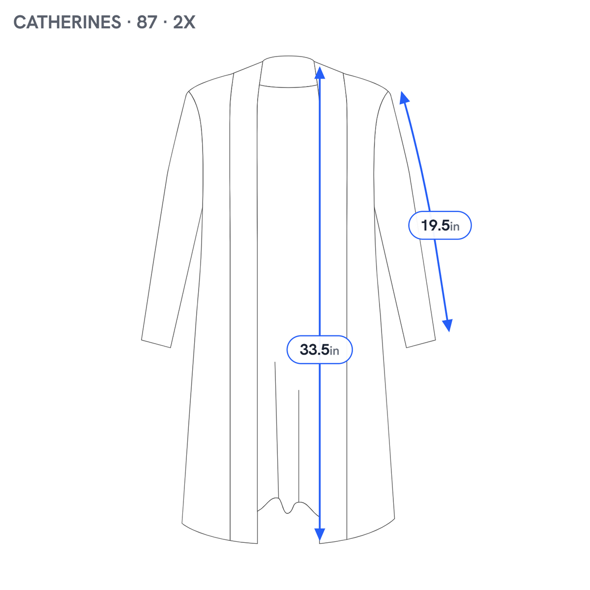 Catherines Blue Open Cardigan Top Sheer Lightweight Plus Size 2X Blouse Shirt BLU111E