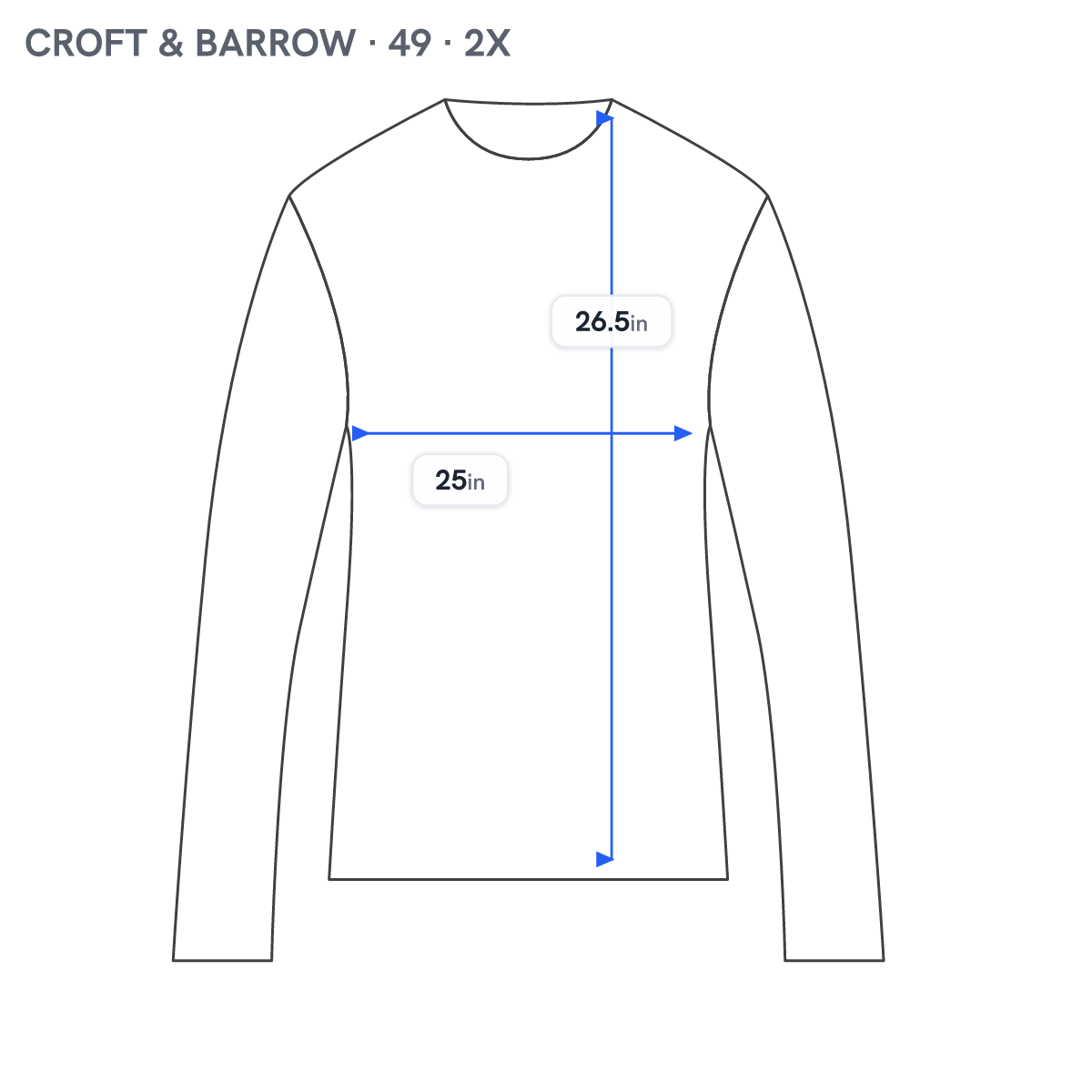 Croft & Barrow Tee 2X Blue Beige Watercolor 100% Cotton Long Sleeve Crew WAT46E