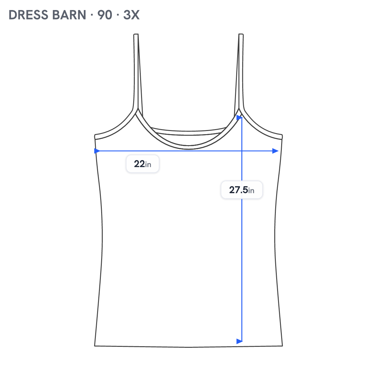 Dressbarn Womens 3X Brown Camisole Adjustable Straps Stretch Spandex BRO6E
