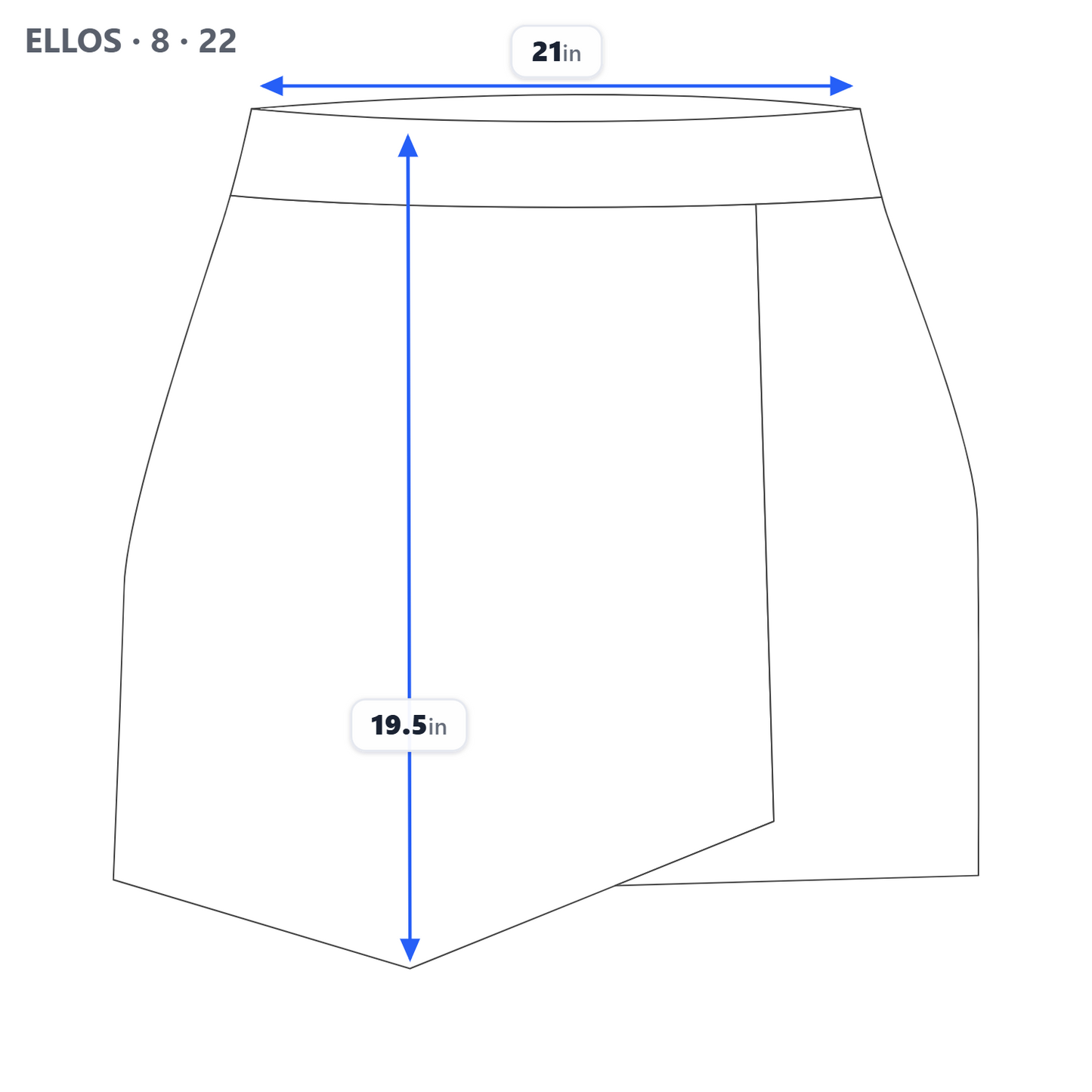 Ellos Skort 22 Plus Blue Elastic Waist Cotton Blend Casual Travel Short BLU15E