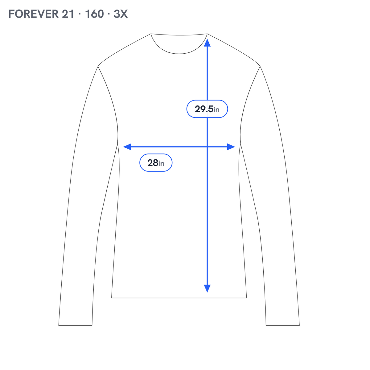 Forever 21 Gray Heather T-Shirt Women Plus Size 3X Crew Neck Long Sleeve GRA31E