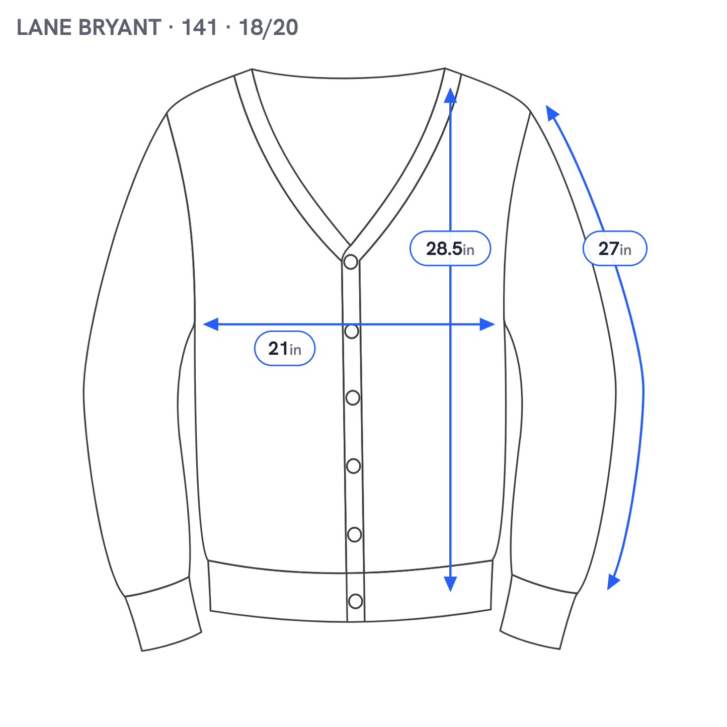 Lane Bryant Cardigan Sweater Womens 18/20 Gray  Crew Neck Tight Knit Plus GRA84E