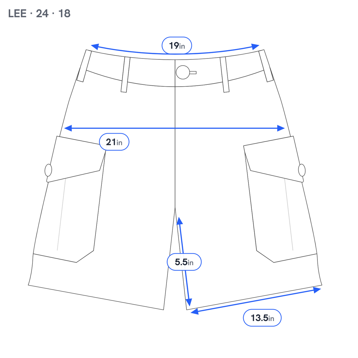 Lee Cargo Shorts Womens 18 Plus Blue Gray Elastic Waist Stretch Pockets  GRA32E