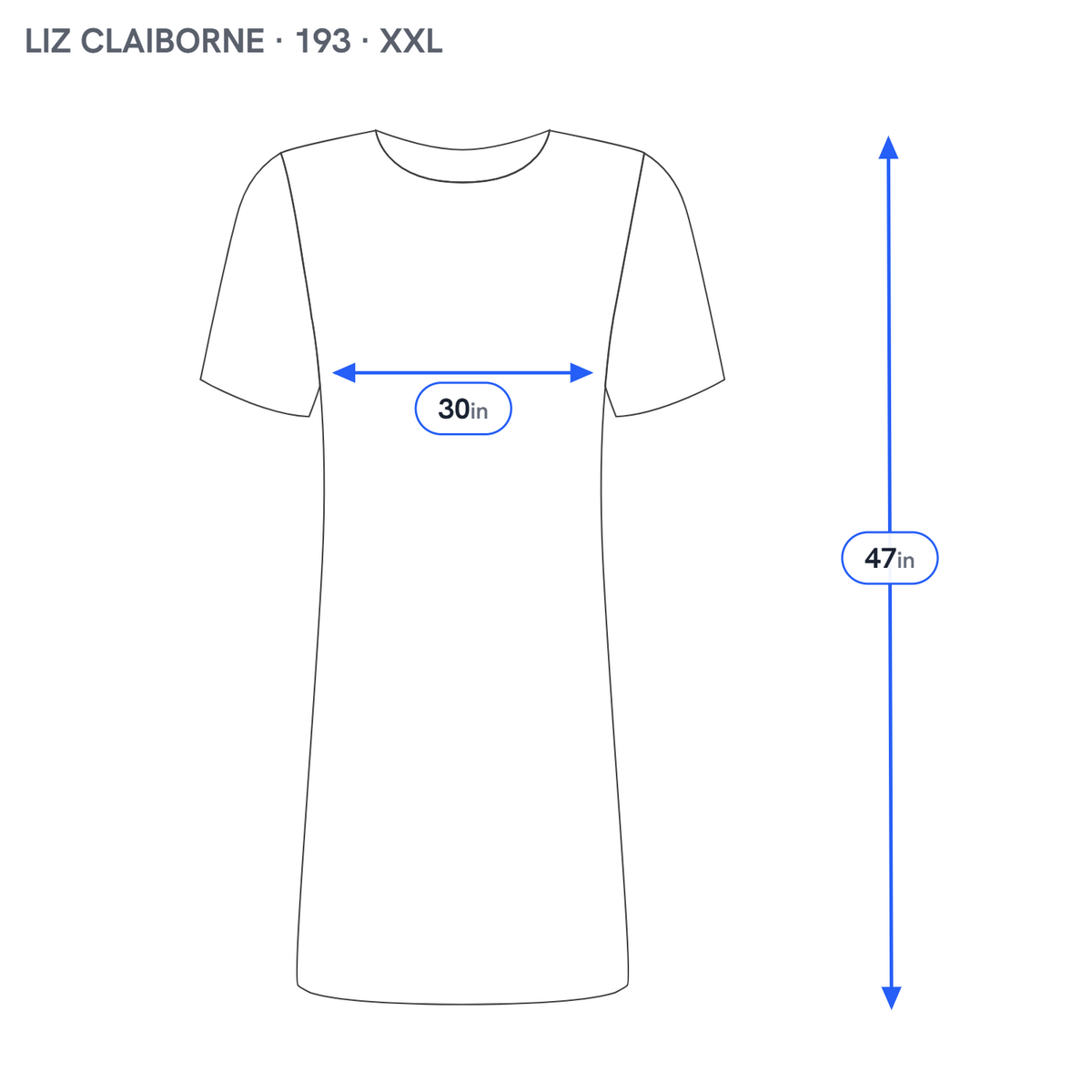 Liz Claiborne XXL Blue Shirt Dress Midi Side Slit Stretch Short Sleeve Plus Size