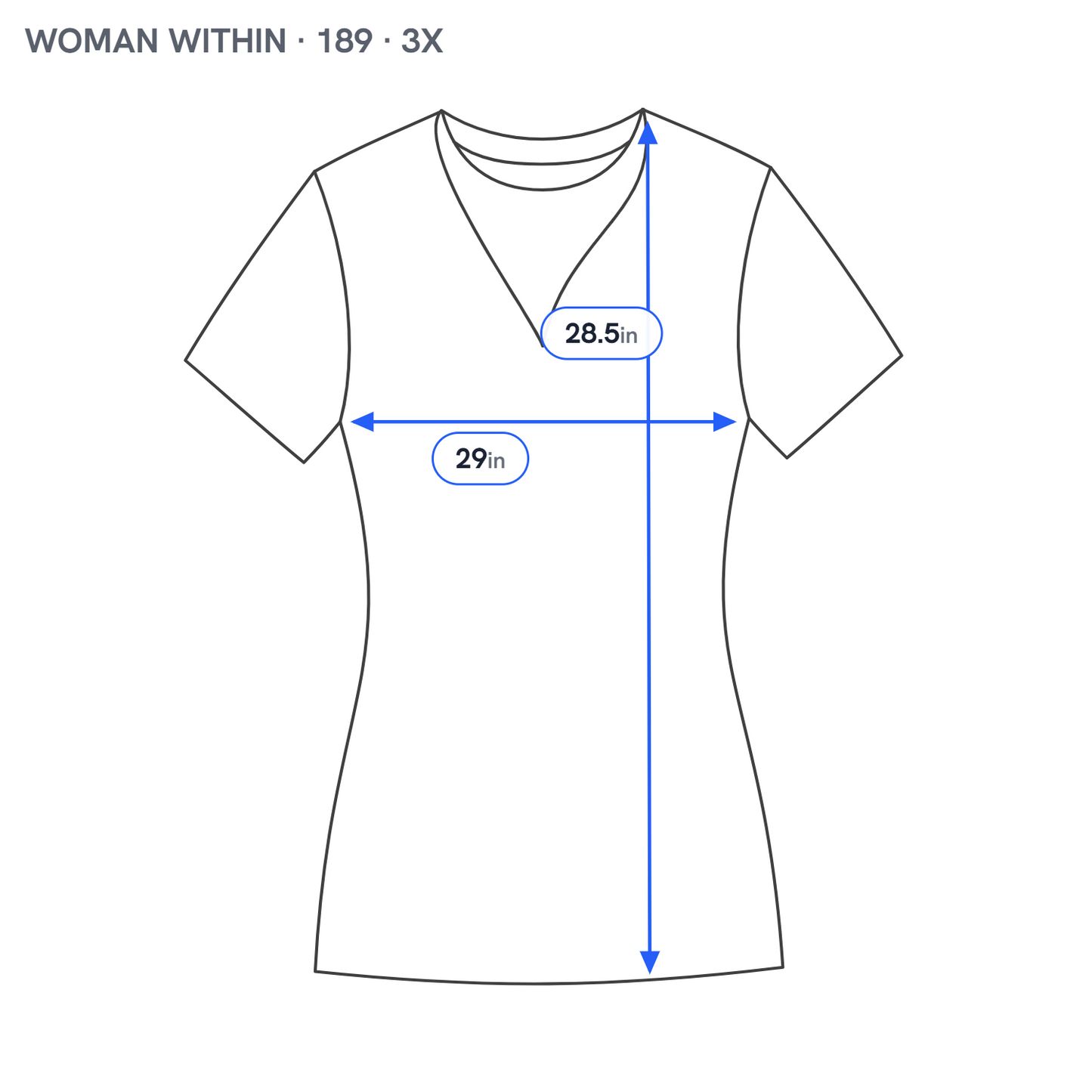Woman Within Womens Tee 3X Gray White Geometric V-Neck Short Sleeve GEO27E