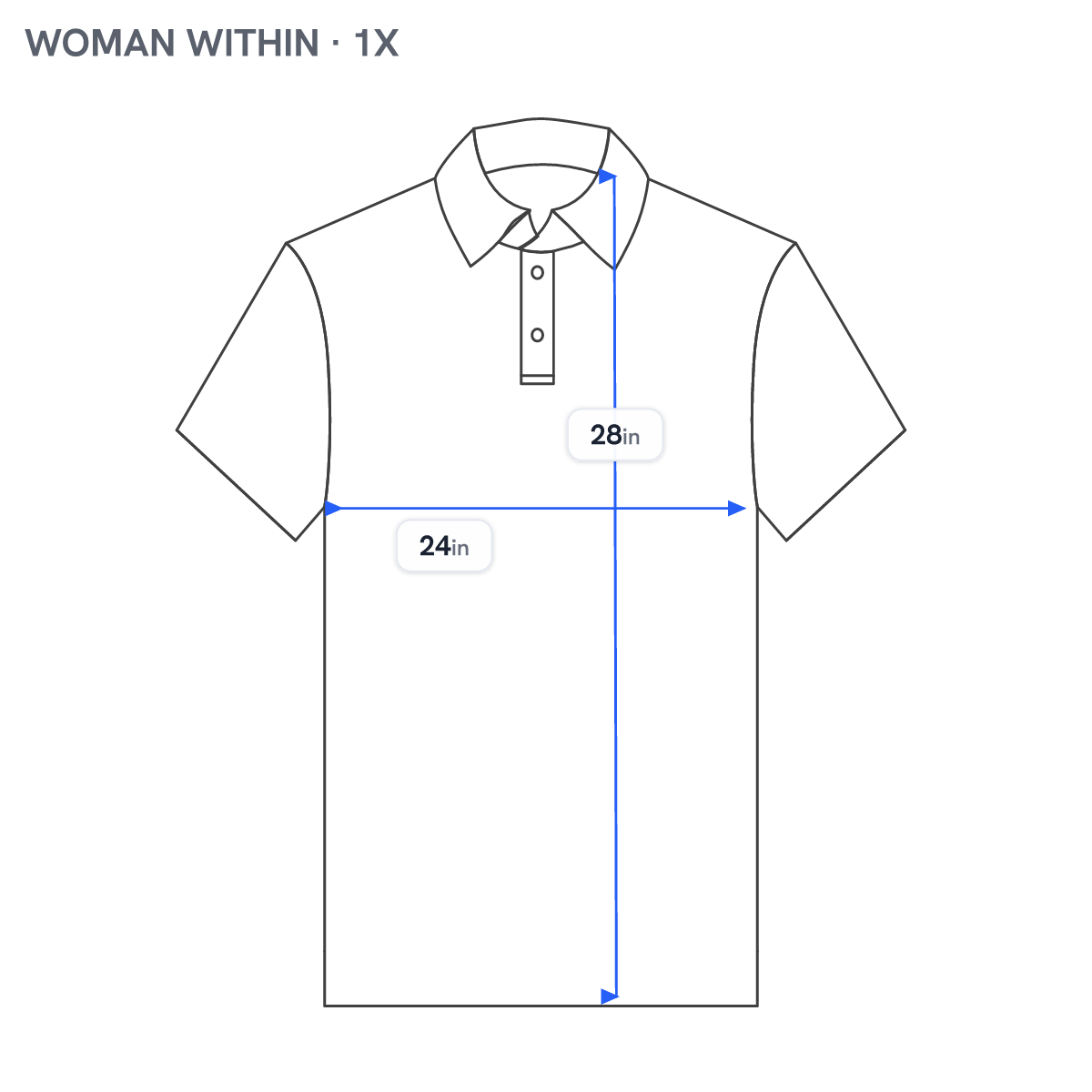 Woman Within Polo Shirt 1X Blue 100% Cotton Knit Short Sleeve Button Plus BLU28E