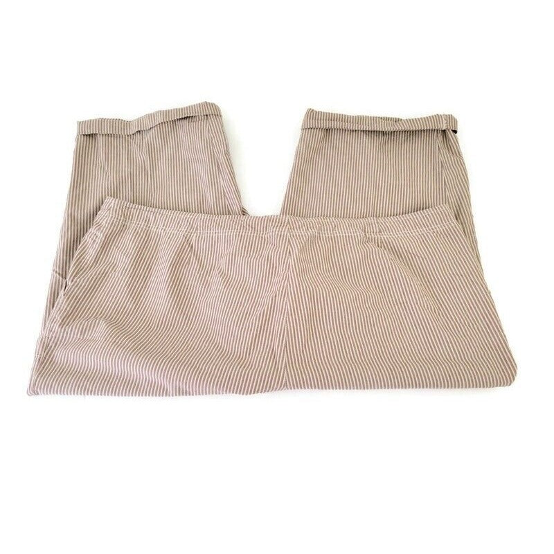 Sag Harbor Womens Pants 24W Plus Capri Cotton Cuffed Brown Stripe Pockets Casual