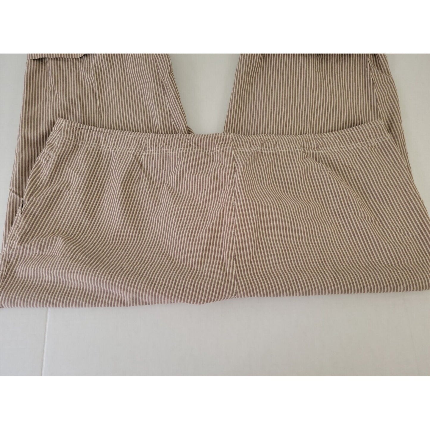 Sag Harbor Womens Pants 24W Plus Capri Cotton Cuffed Brown Stripe Pockets Casual