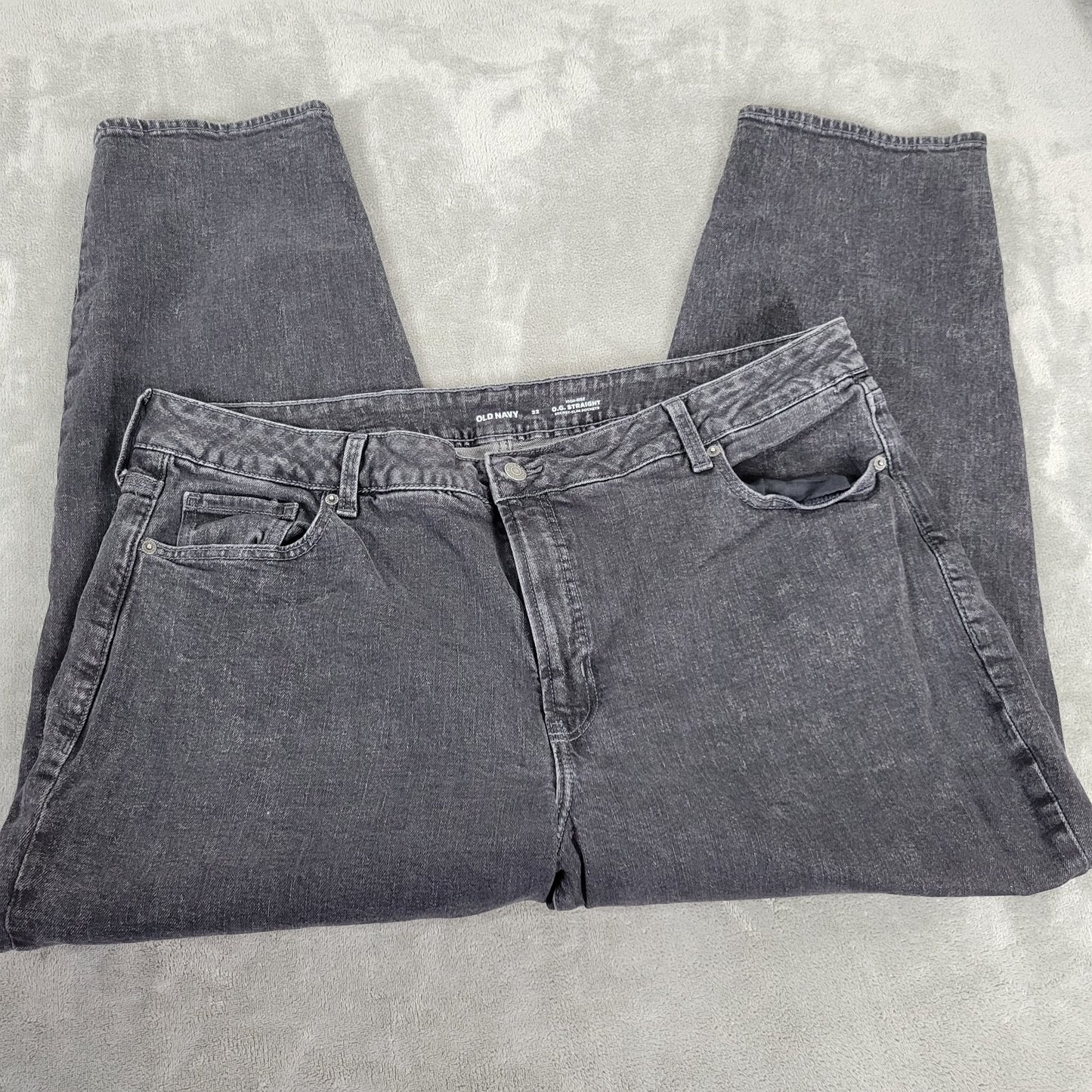 Old Navy Womens Jeans 22W Plus OG Straight Leg Black Denim High Rise Zip Fly