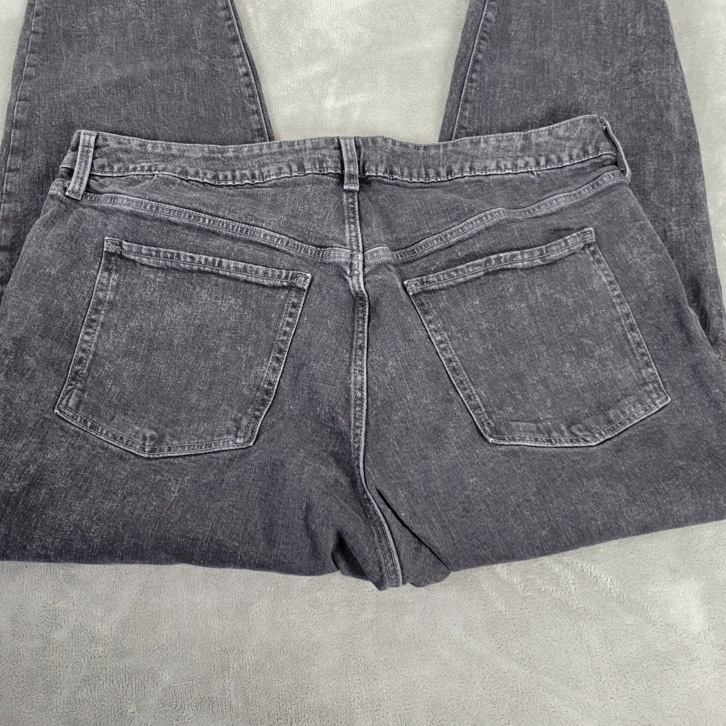 Old Navy Womens Jeans 22W Plus OG Straight Leg Black Denim High Rise Zip Fly