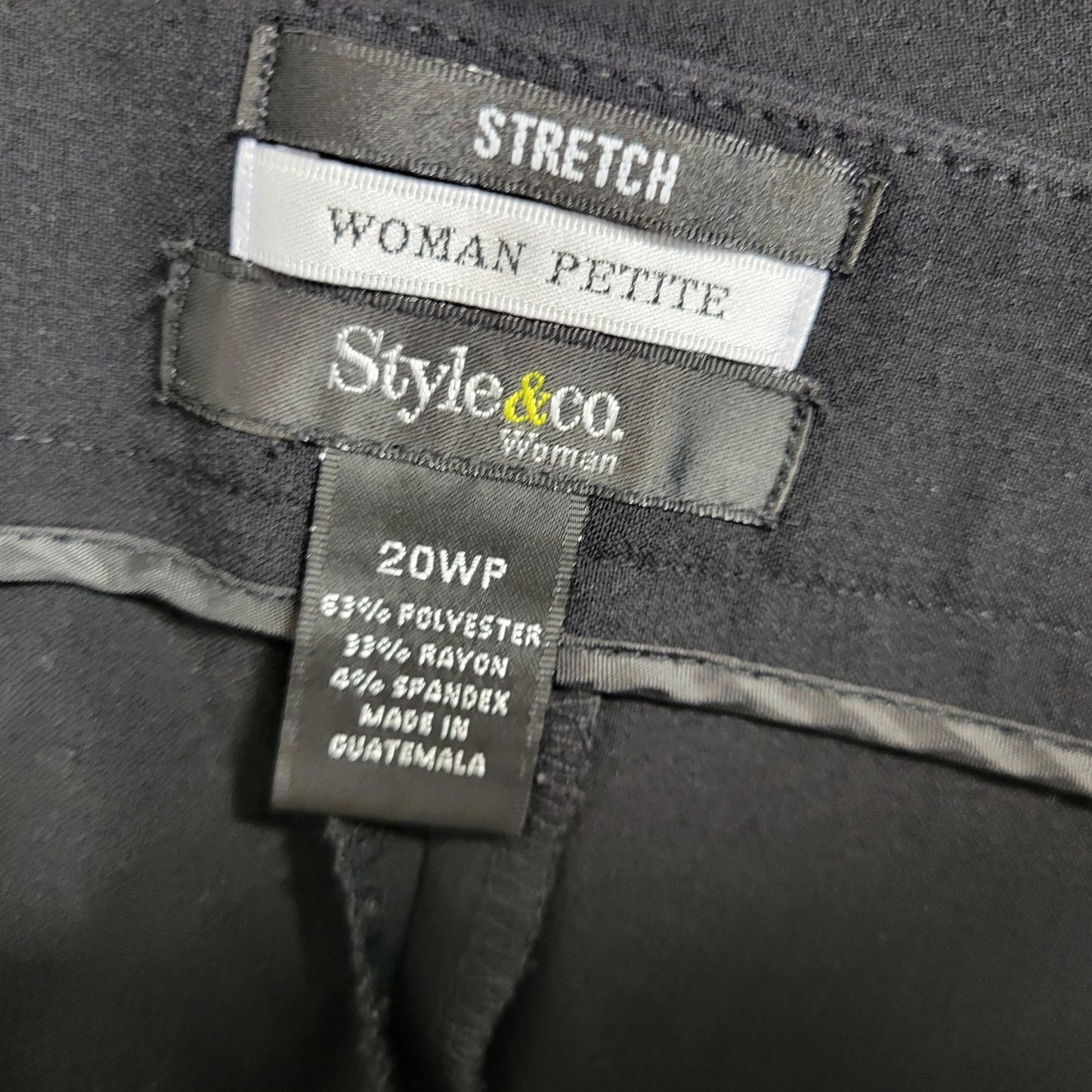 Style Co Womens Pants 20WP Plus Petite Black Zip Fly Poly Blend Office Casual