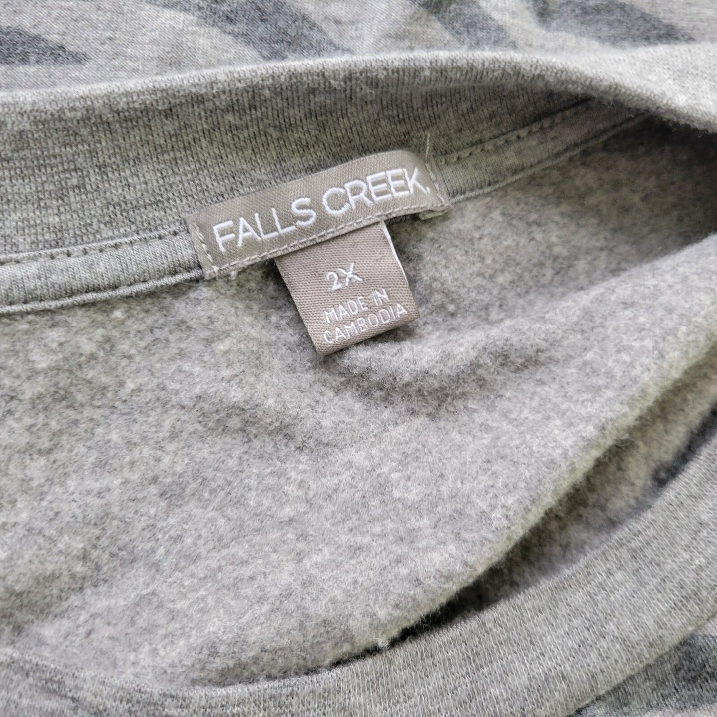 Falls Creek Womens Sweatshirt 2X Plus Long Sleeve Zebra Gray Animal Print Soft