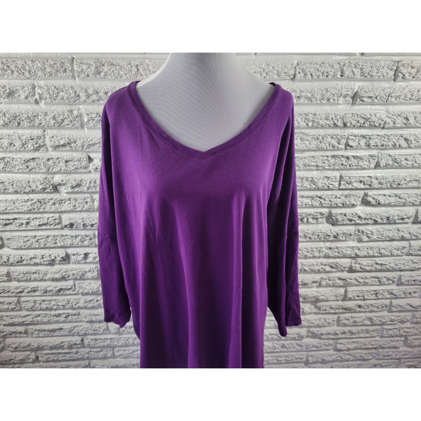 Isaac Mizrahi Live QVC Womens Top 5X Plus Tee Tunic 3/4 Sleeve Purple Casual