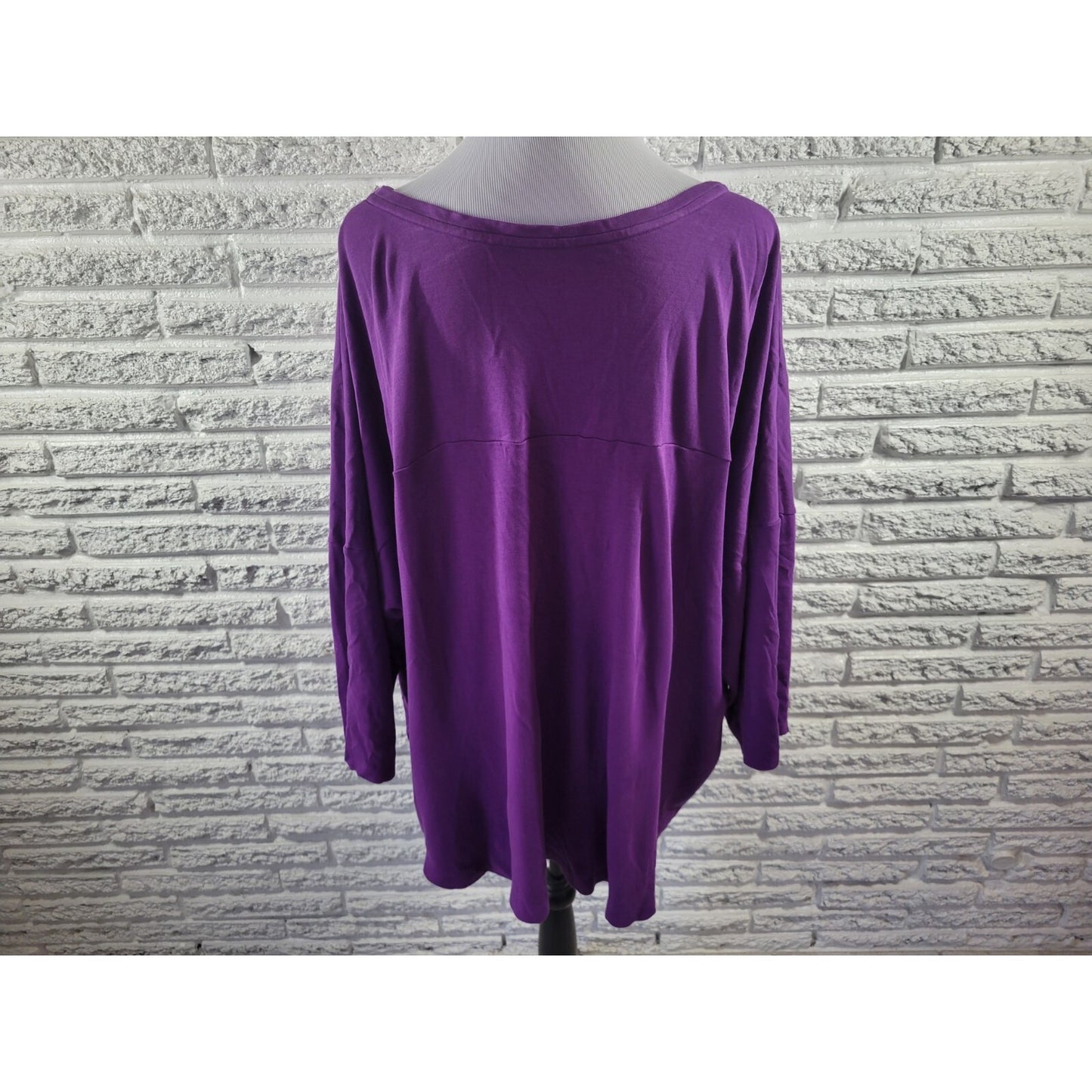Isaac Mizrahi Live QVC Womens Top 5X Plus Tee Tunic 3/4 Sleeve Purple Casual
