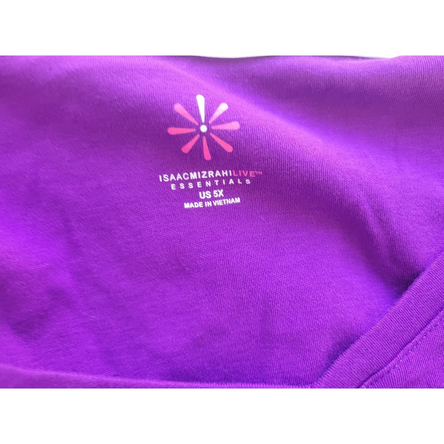 Isaac Mizrahi Live QVC Womens Top 5X Plus Tee Tunic 3/4 Sleeve Purple Casual