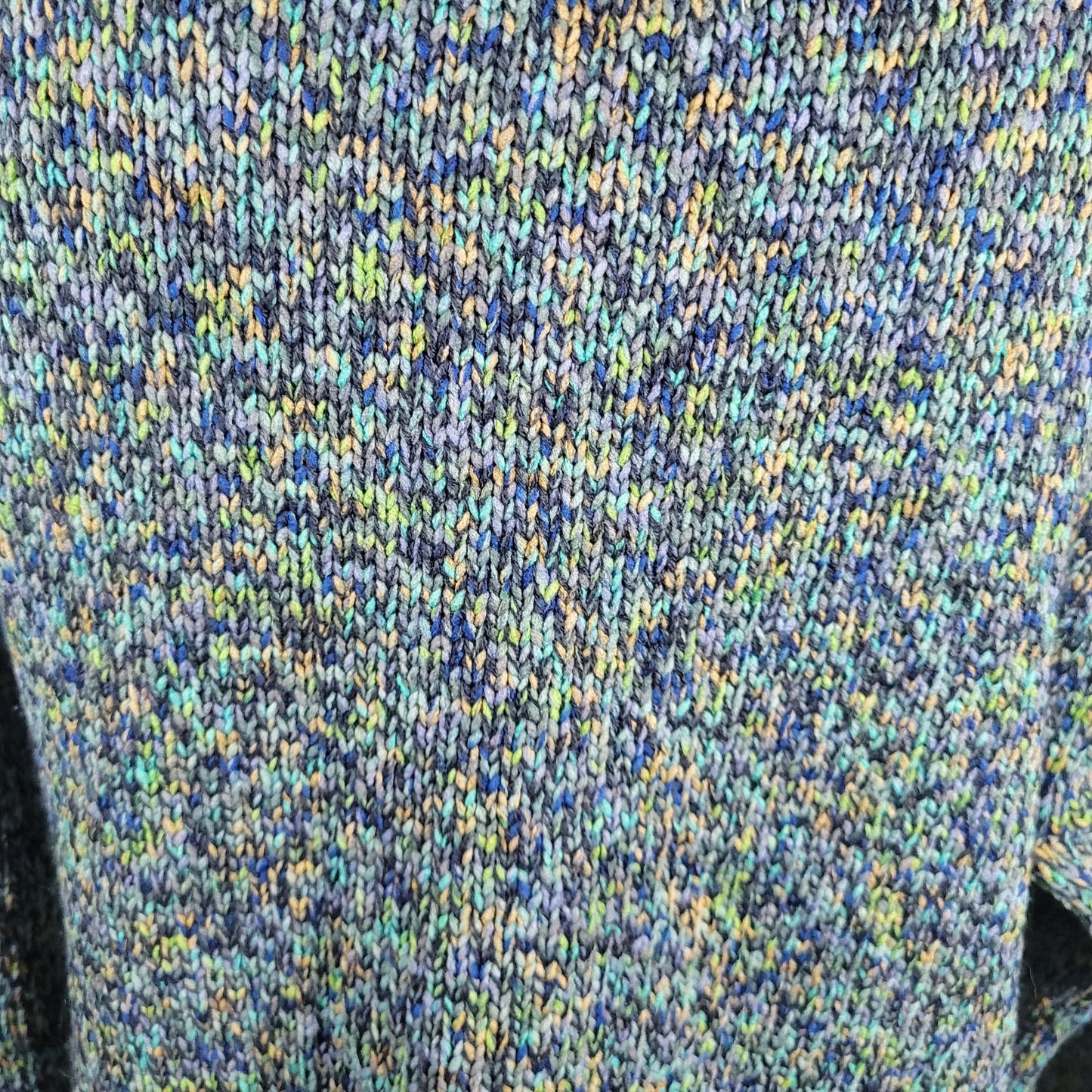 CJ Banks Womens Sweater 1X Plus 3/4 Sleeve Blue Green Marled Soft Collar Office