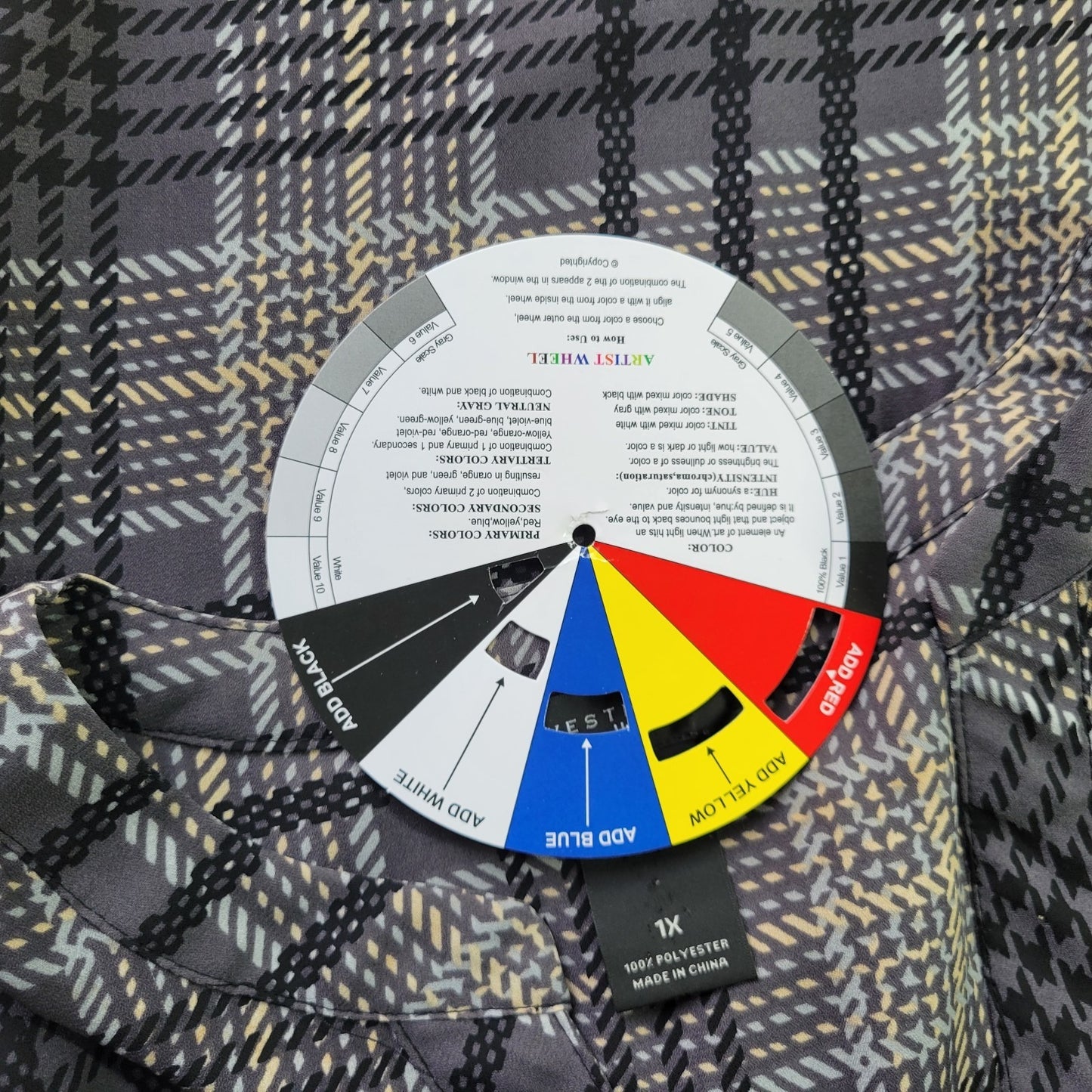 Investments II Womens Top 1X Plus Roll Tab Sleeve Polyester Gray Plaid Button