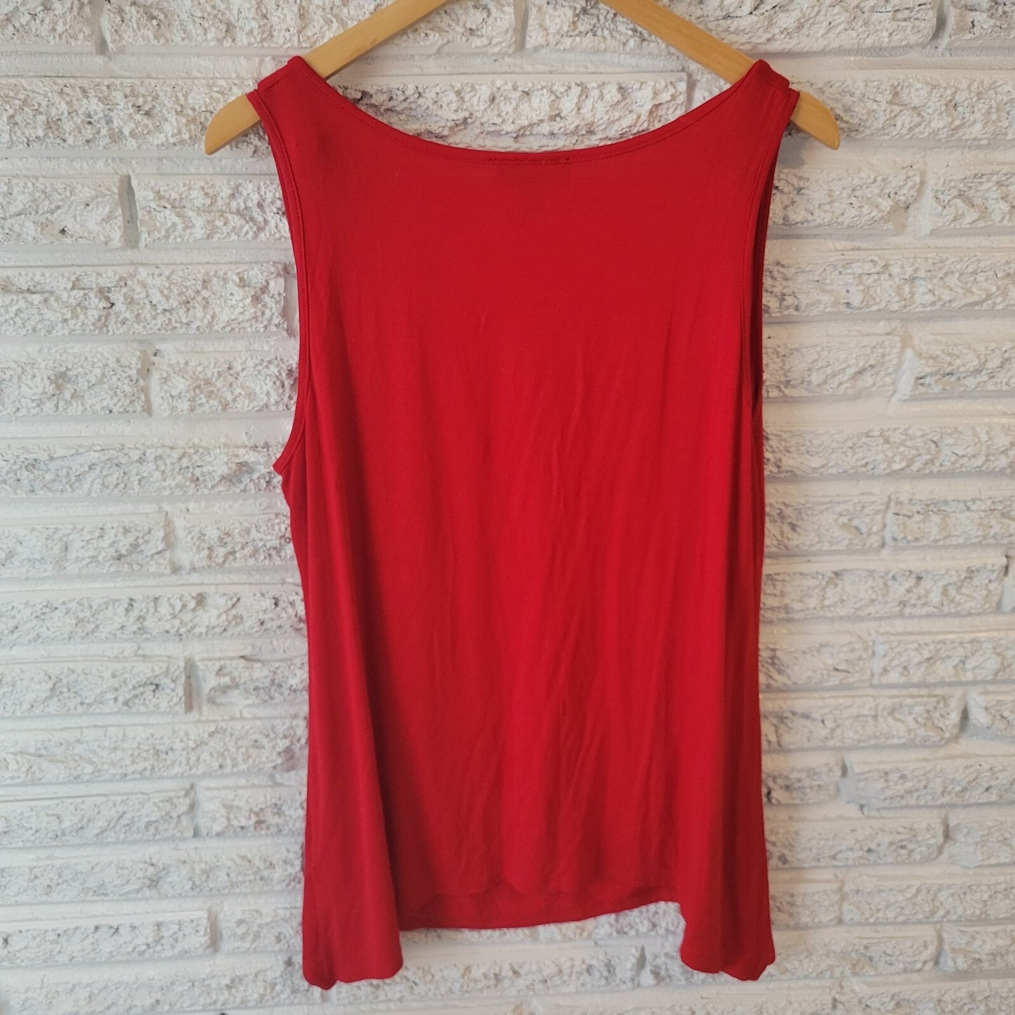 Ab Studio Womens Top Extra Large Tank Sleeveless Red Metal Embellishment Pleated